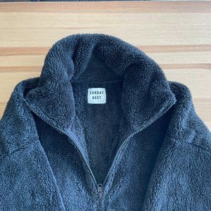 Sunday Best Mockneck Fuzzy Zip-Up in Medium